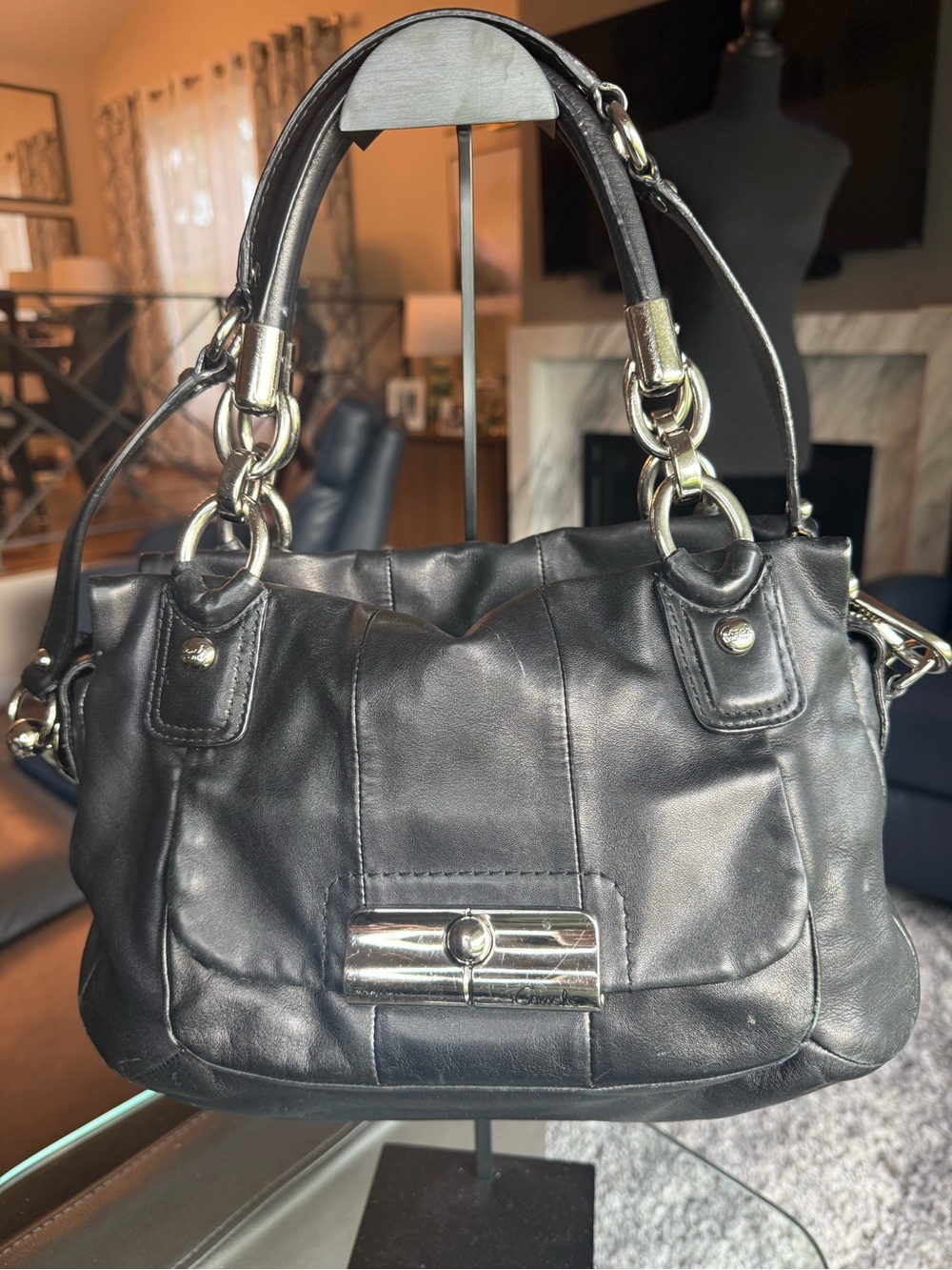Y2K Coach Madison Maggie Satchel 16800 Black Leather Silver Hardware - Picture 1 of 9